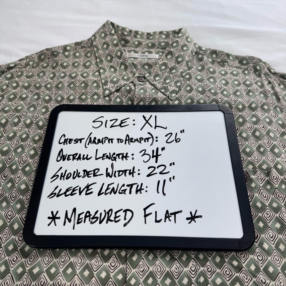 Campia Moda Men’s Short-Sleeve Hawaiian Shirt With Geometric Pattern, XL, EUC - Picture 7 of 8